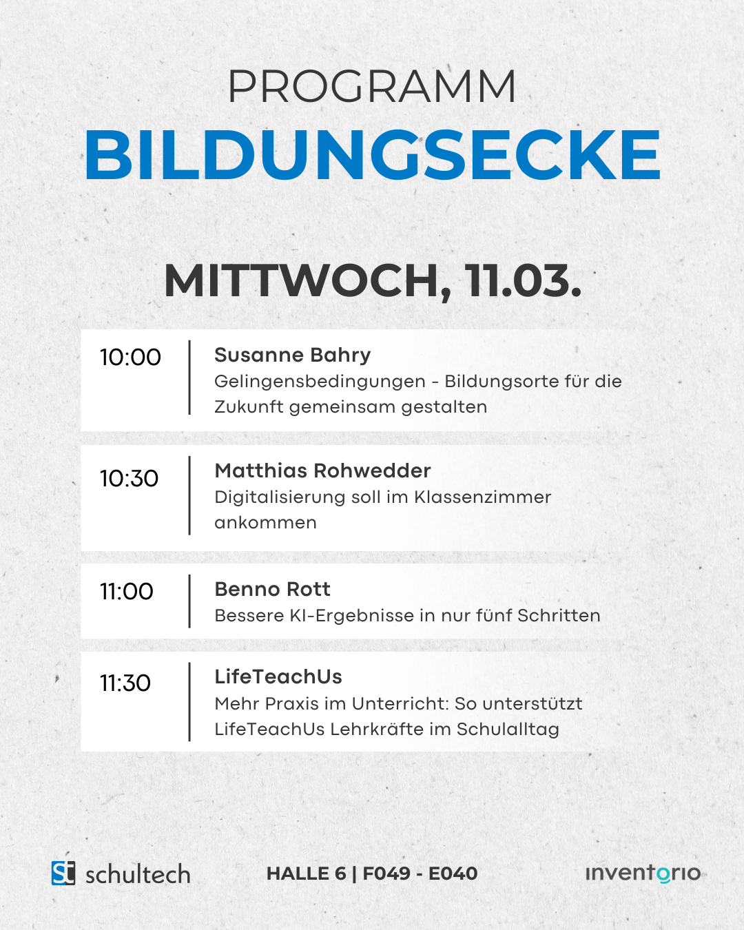 Bildungsecke didacta Mittwoch